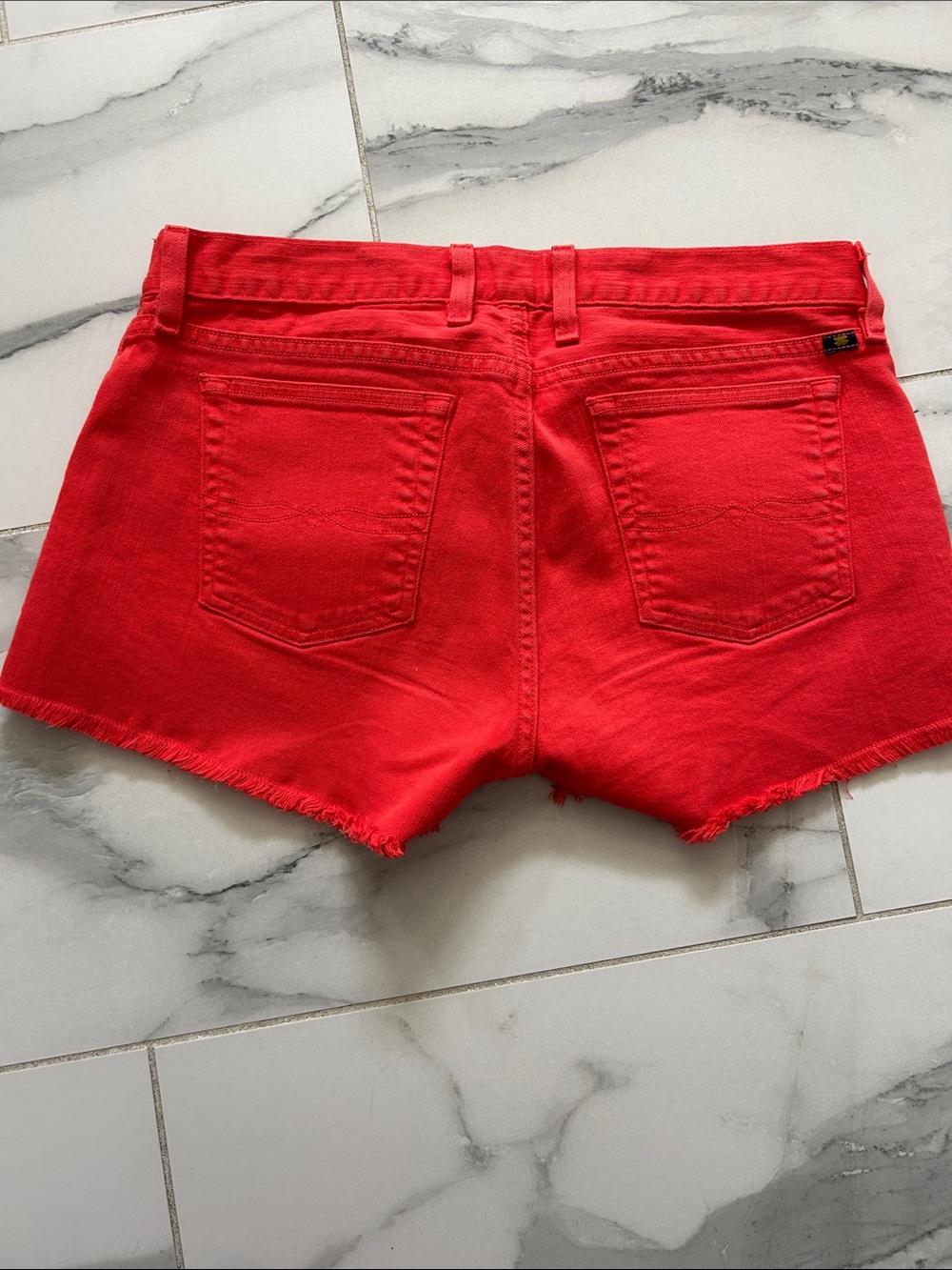 Lucky Brand Red Frayed-Hem Jean Shorts - Picture 5 of 10